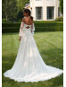 Ivory Pearl Beaded Tulle Keyhole Back Graceful Wedding Dress